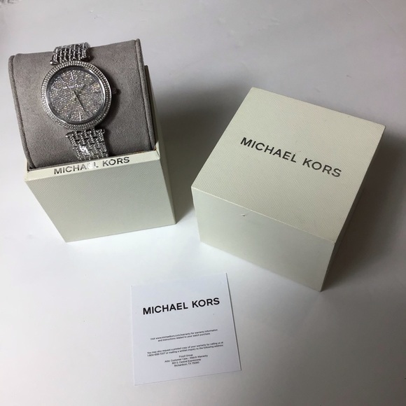Michael Kors Darci crystal glitz silver tone watch